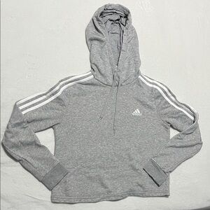 Adidas Heather Gray Hoodie with White Accents